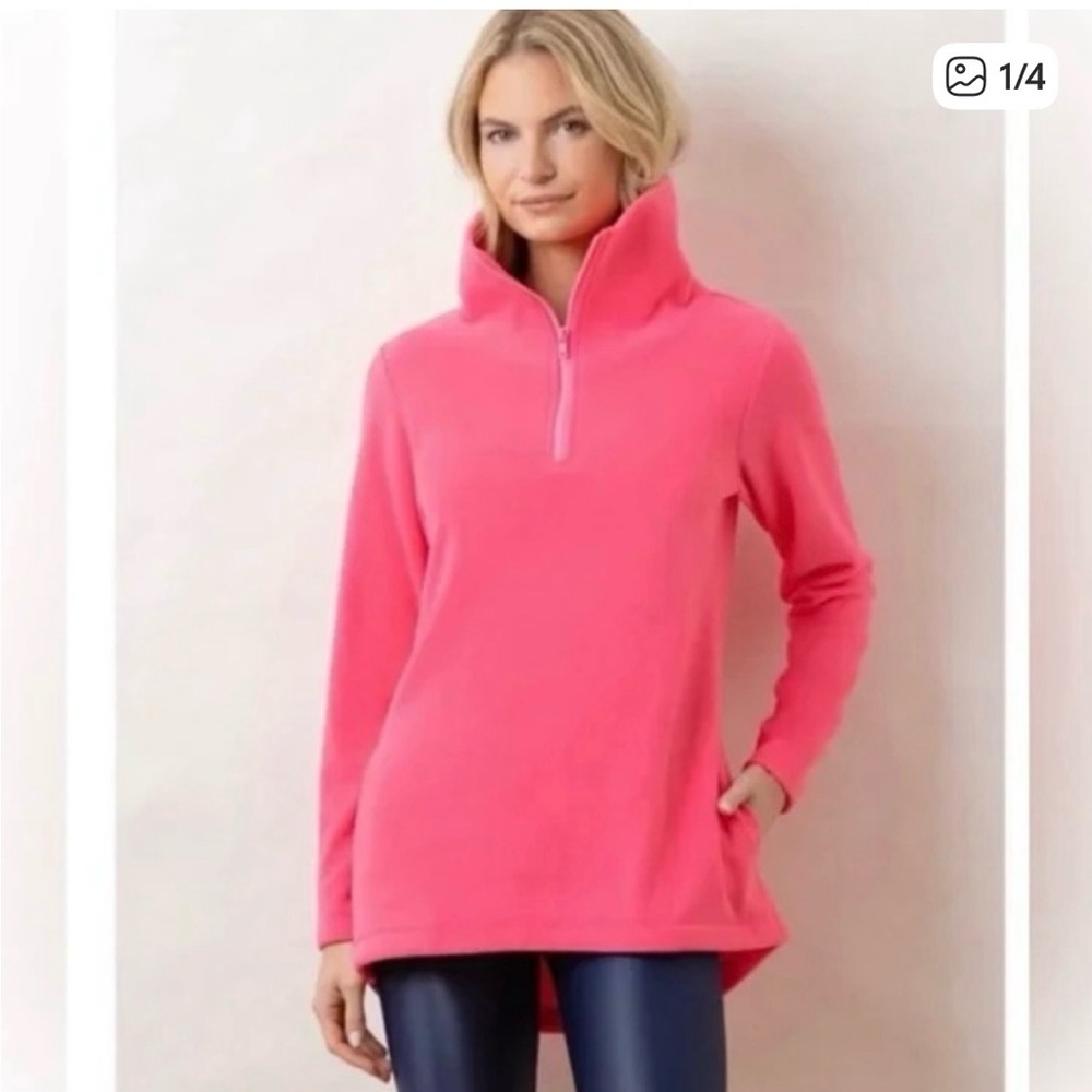 Dudley Stephens Coral Pink Quarter-Zip Pullover